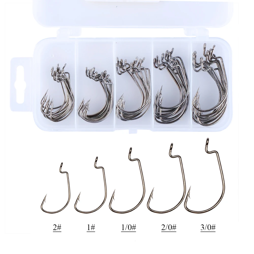 Goture 50 шт. offset worm рыболовные крючки#2#1#1/0#2/0#3/0 приманки рыболовные рыболовные крючки аксессуары с рыболовные снасти box крючки рыболовные