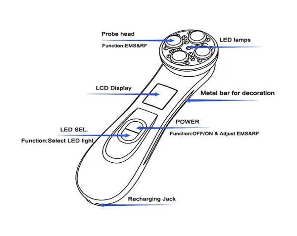 Устройство USB зарядки 5 видов цветов фотон EMS РФ электропорации лифтинг кожи морщинка коллаген восстанавливает лица Красота массажер