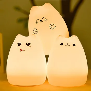 

2016 New Multi-Color LED Children Animal Night Light Cute Cat Little Devil Silicone USB Rechargeable Lamp