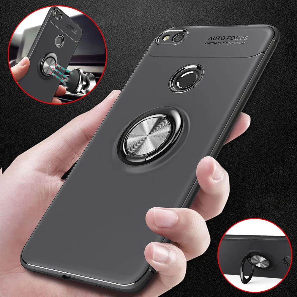 360 Rotating Metal Magnetic Silicone Ring Case For Huawei P8 P9 Lite 2017 Honor 8 Y9 2018 Enjoy Plus Magnet Holder Coque | Мобильные