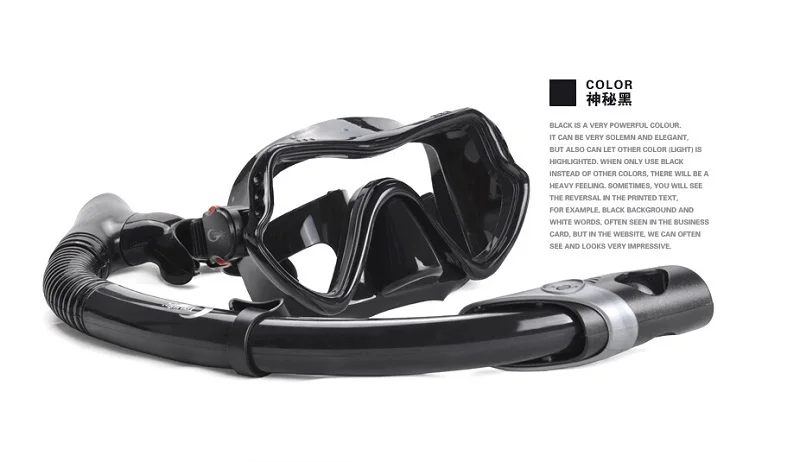 Набор профессиональных силиконовых масок для дайвинга для взрослых, Подводное плавание с трубкой, подводная охота, плавательные очки YM370+ YS03 - Цвет: Black Diving mask
