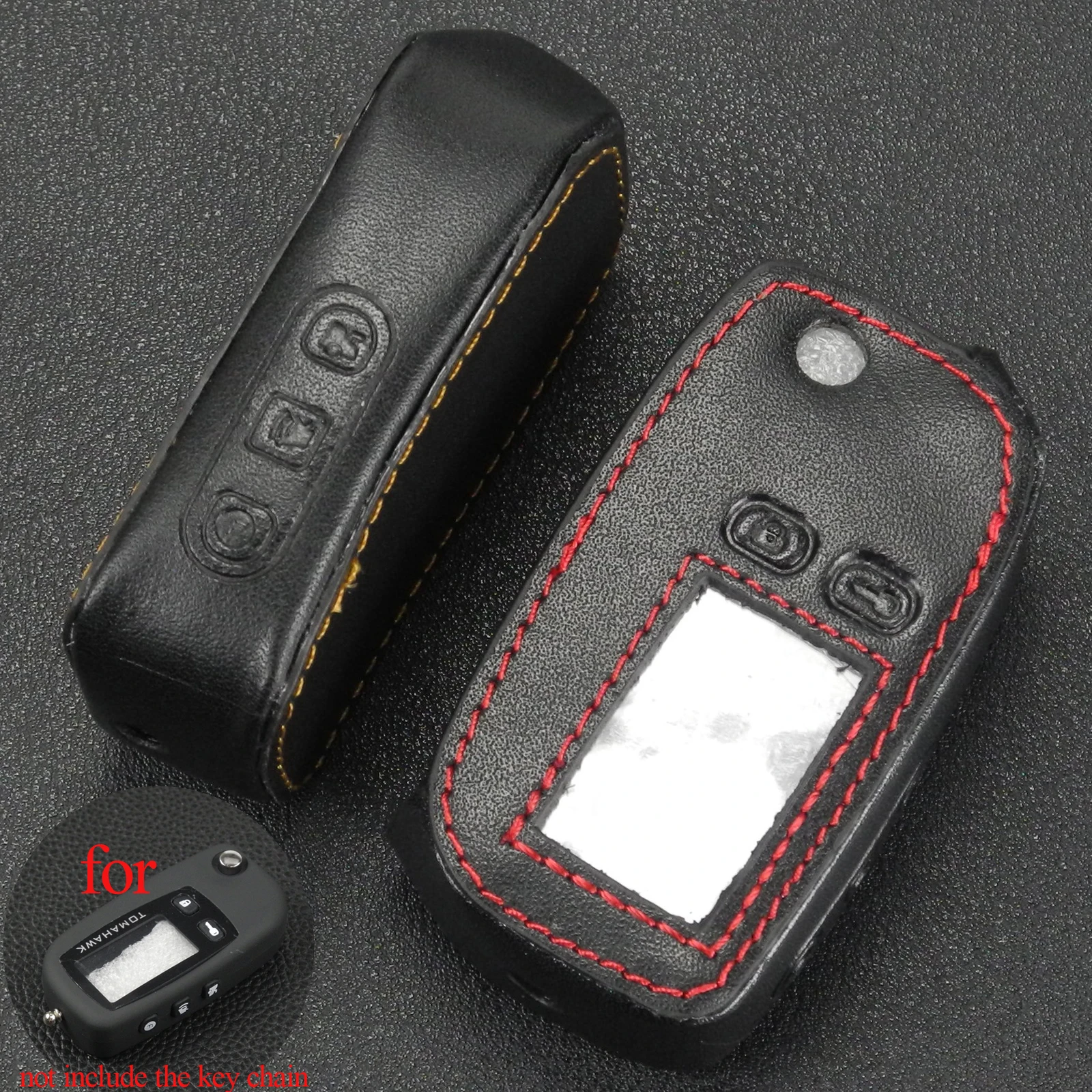 

jingyuqin Remote Folding Flip 5 Buttons Leather Key Case Fob Cover For Tomahawk TW9010 TW9020 TW9030 Two Way Alarm System
