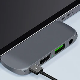 Type C-USB 3,0 адаптер USB-C-вспомогательный конвертер Многофункциональный 4 в 1 type C-pd hdmi для macbook phone pad док-станция - Цвет: Серый