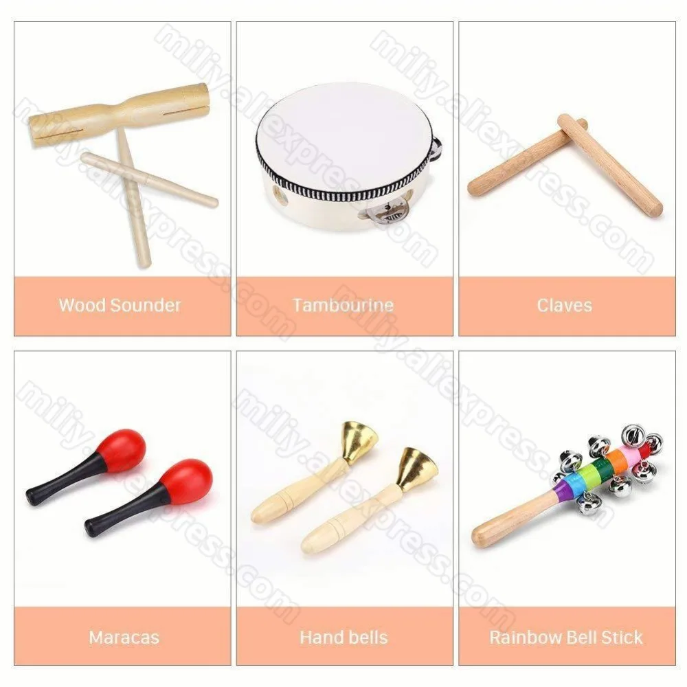 1 مجموعة أورف اللعب الموسيقية أداة التدريس الأطفال الاطفال لغز قرع الدف الفرقة Maracas صنجات Handbells 1 مجموعة أورف اللعب الموسيقية أداة التدريس الأطفال الاطفال لغز قرع الدف الفرقة Maracas صنجات Handbells
