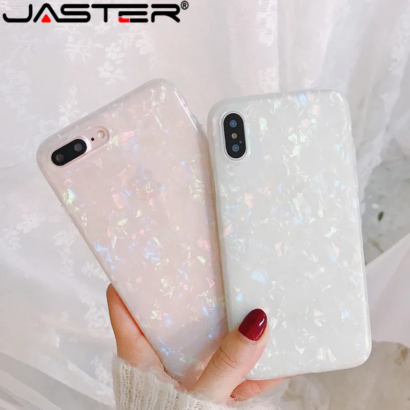 

JASTER Glitter Phone Case For iPhone 7 8 Plus Dream Shell Pattern Cases For iPhone XR XS Max 7 6 6S Plus Soft TPU Silicone Cover