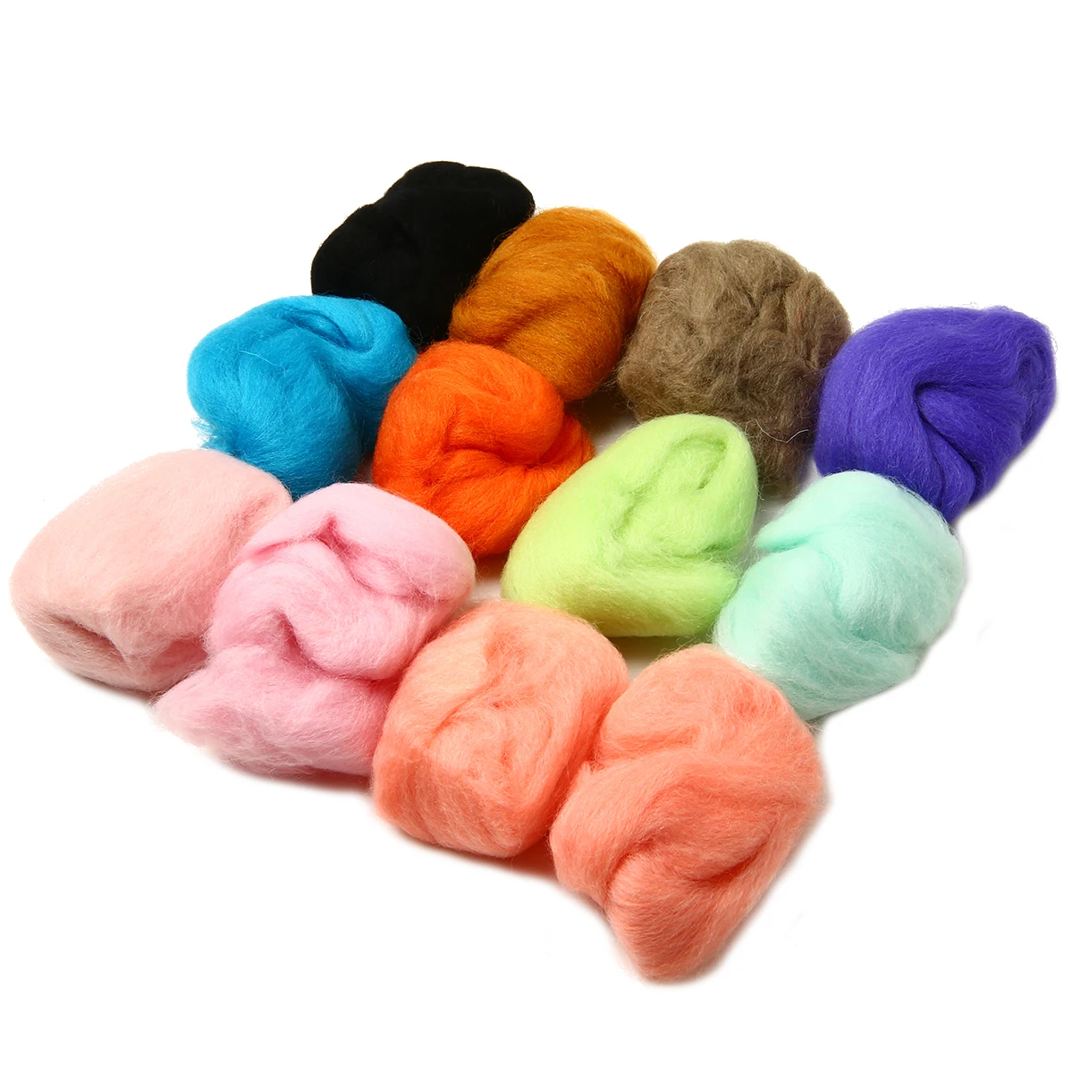 12 Colors For DIY Needle Wool Fibre Roving  Felting Hand Spinning DIY Fun Doll Needlework Raw Wool Felt poke 5g/bag