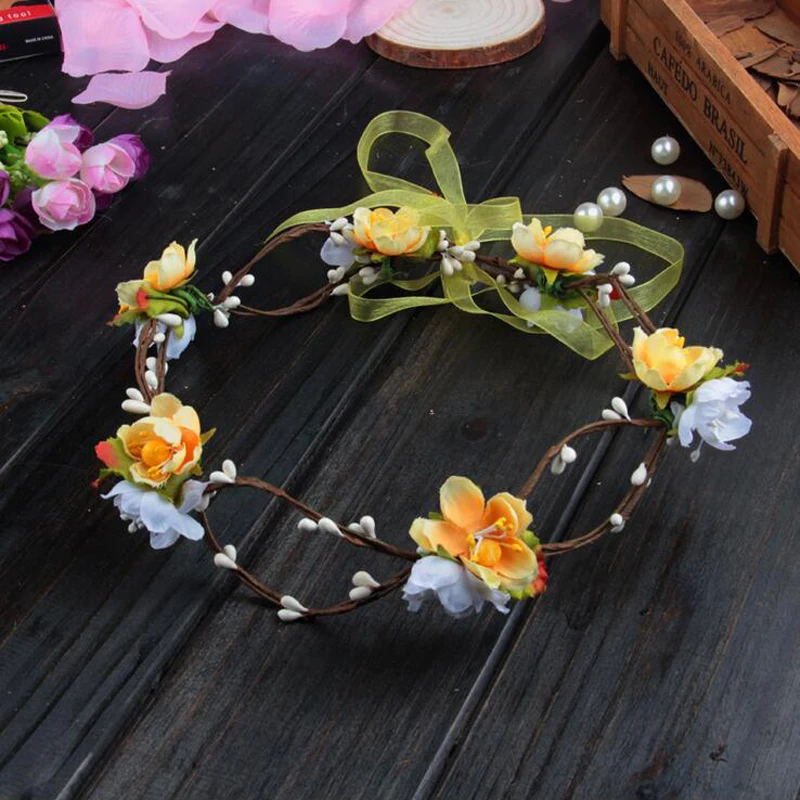 

10pcs/lot Women Headwear Rhombus Plum Flower With Berry Artificial Wreath Hair Accessories For Bride Wedding Headdress