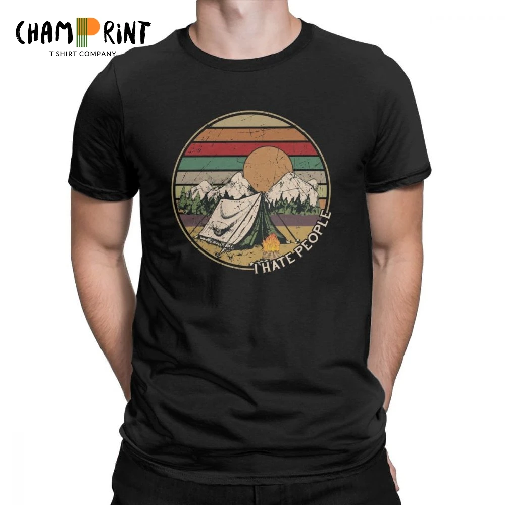 

Love Camping I Hate People Vintage Funny T Shirts for Men Camping Hiking Short Sleeve Tops Gift Tees Cotton Crew Neck T-Shirt