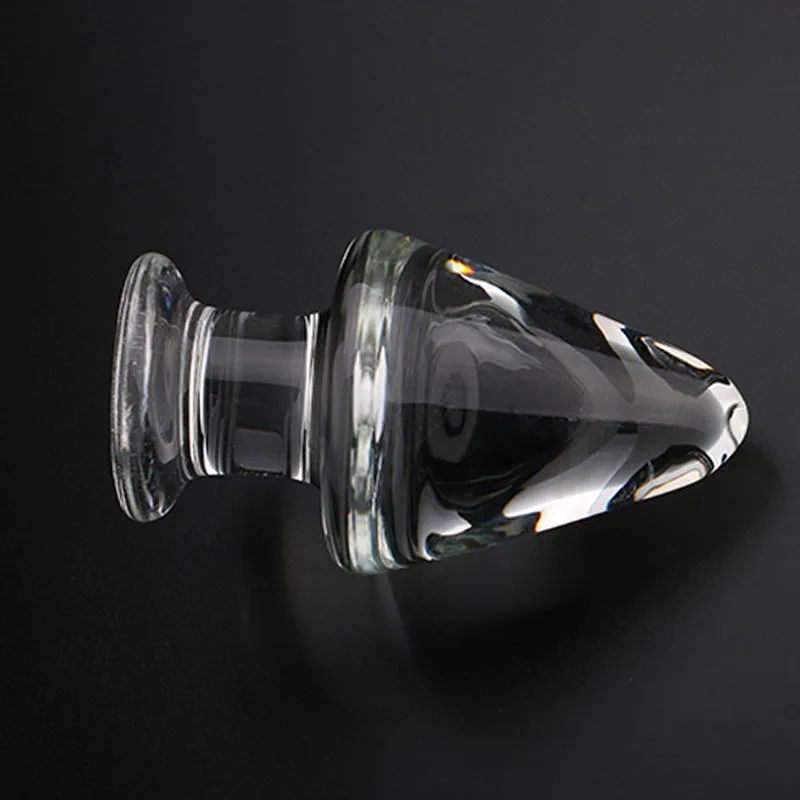 Tanie Ogromne szkło korek analny dla kobiet mężczyzn stożkowe odbytu jasnego kryształu Butt Plug Dildo erotyczne dorosłych gry masturbacja Anal Sex zabawki