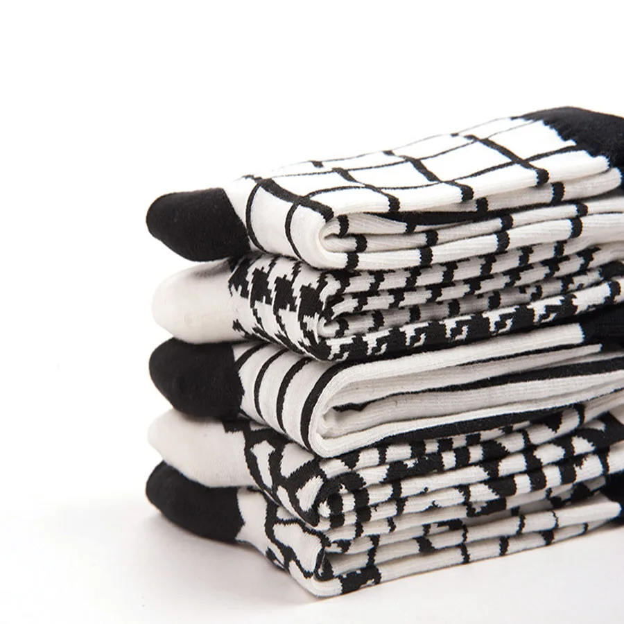 Летние Новые Классические черно-белые хлопковые носки [COSPLACOOL] в стиле ретро