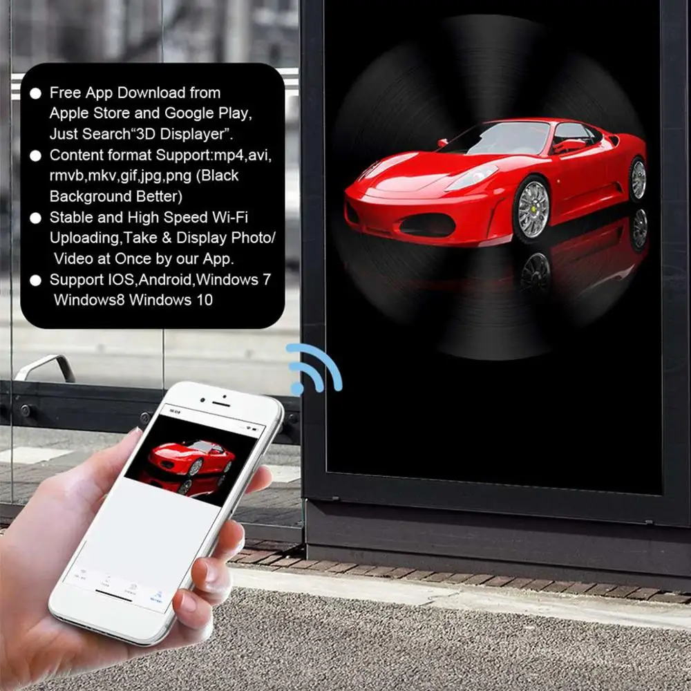 Updating 50CM 4 fan hologram fan light with wifi control 3D Hologram Advertising Display LED Fan Holographic Imaging for holiday Updating 50CM 4 fan hologram fan light with wifi control 3D Hologram Advertising Display LED Fan Holographic Imaging for holiday