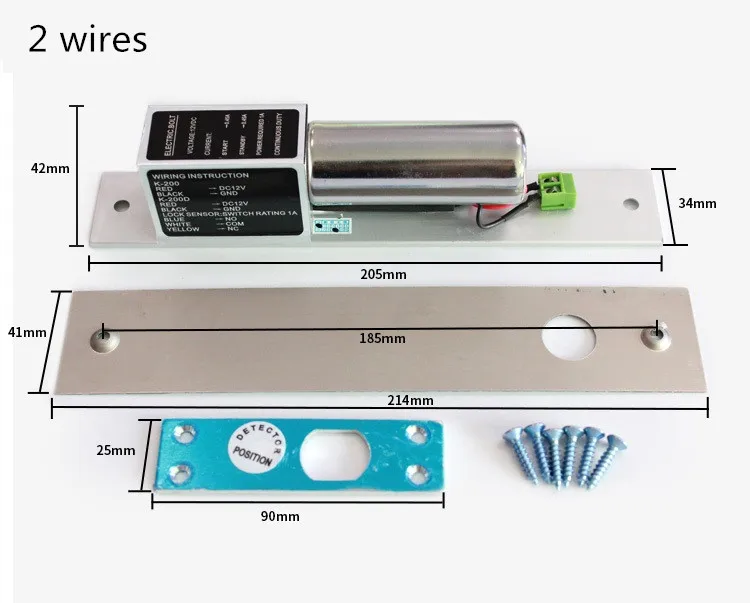 SZBestWell 2/5 провода металлический Электрический Болт замок двери Нормальная/низкая температура с задержкой времени для системы контроля доступа безопасности - Цвет: 2 Wires
