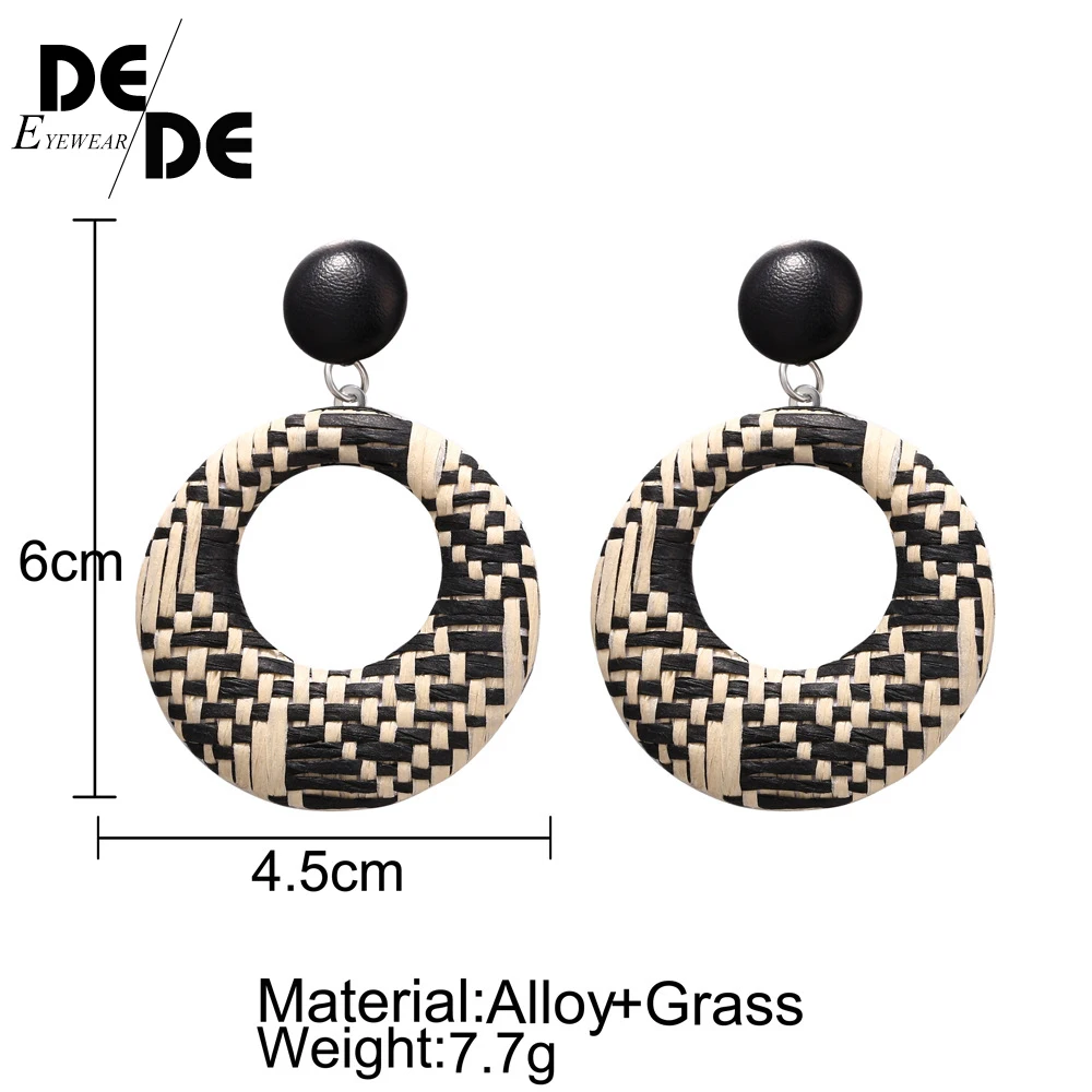 

Bohemia Rattan Weave Braided Drop Earring For Women Geometric Round Fashion Dangle Earrings Pendientes Jewelry 2019 New