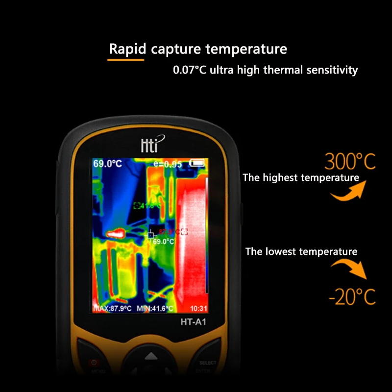 HT-A1 3,2 дюймов полный вид TFT экран Инфракрасный термометр тепловизор 0.3MP камера детектор для охоты на открытом воздухе