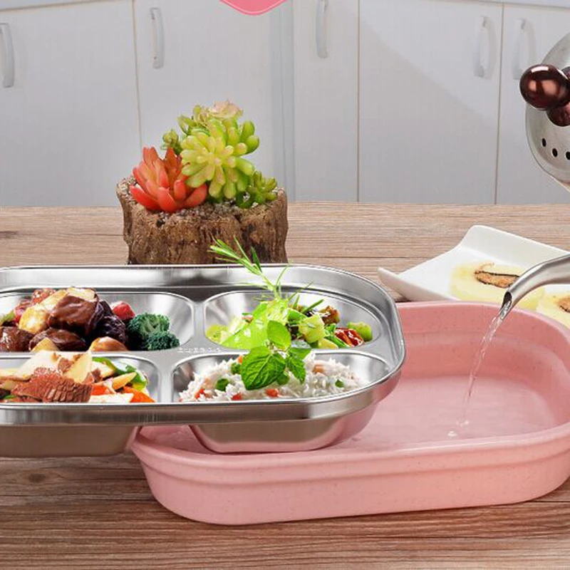 1x Stainless Steel Thermal Bento Kids Lunch Box Children Divided Food Container