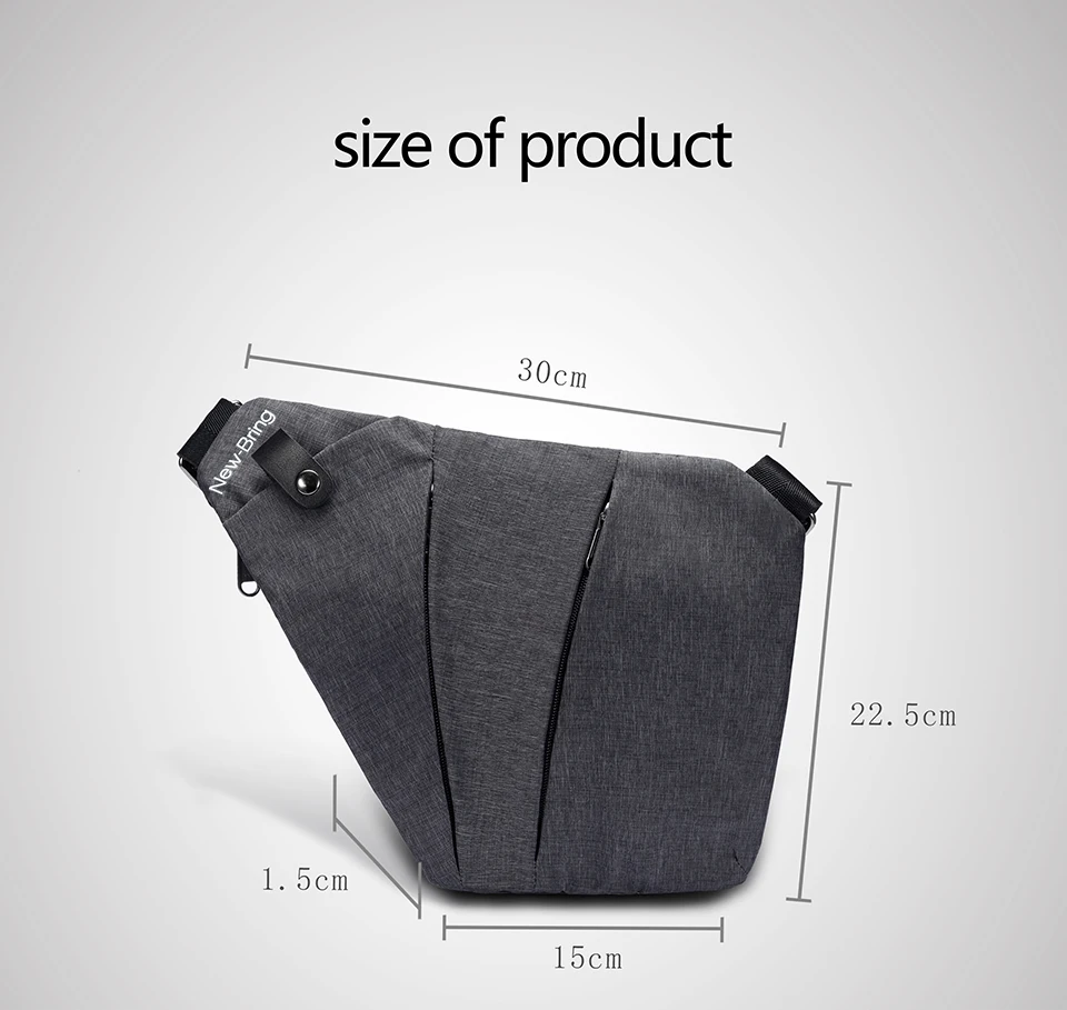 Black Single Shoulder Bags for Men Waterproof Nylon Crossbody bags Male Anti-theft Chest Bag