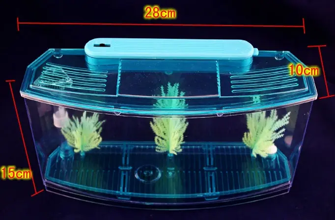 Аквариум акриловый три сплайса Betta Fish Tank тройной лук светодиодный светящийся изолирующий лючок резервуар для выращивания черепаха дом террариум