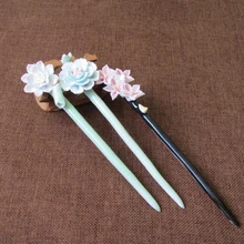 1 шт., ручная работа, керамический цветок, простой ручной работы, винтажная Женская палочка для волос, ювелирное изделие, китайский стиль, заколка для волос, подарок, украшения для волос, аксессуары