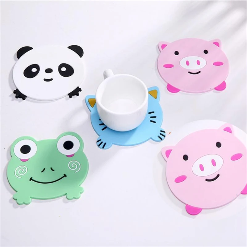 New Creative  1PC Animal Pattern Silicone Cup Drinks Holder Mat Tableware Placemat Wear-resistant hot sale Easy To Use C0228    06