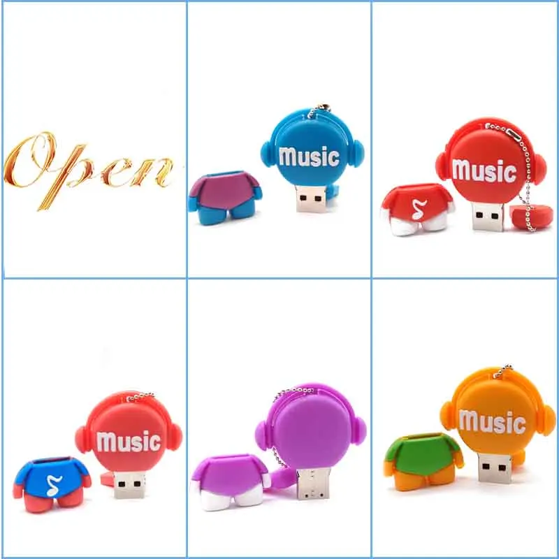 USB stick pendrive cartoon music man usb flash drive 4GB 8GB 16GB 32GB 64GB high quality memory stick creative gift pen drive