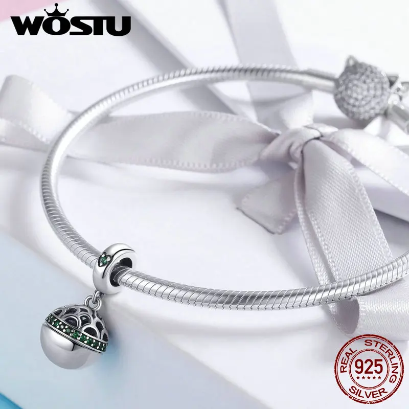 WOSTU Real 925 Sterling Silver 4 Colors Love Box Dangle Beads Fit Charm Bracelet Necklace Jewelry Making Gift FIC689