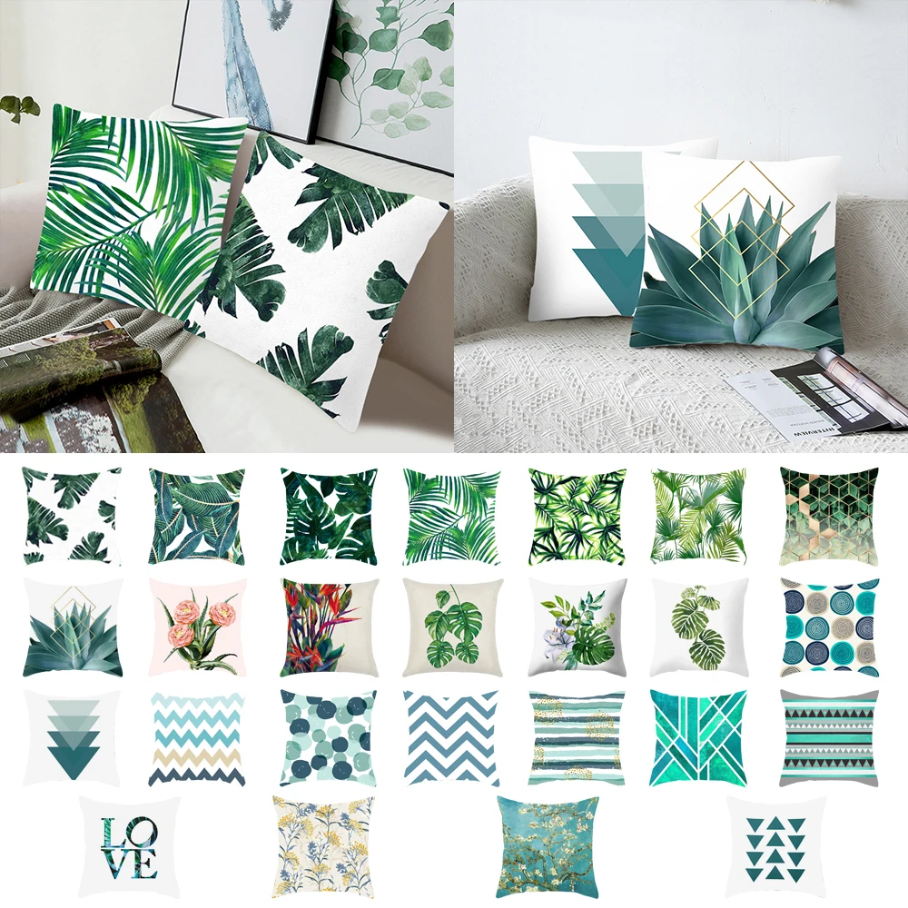 

Green Leaves Printing Pattern Pillowcase Tropical Plants Pillow Cover Polyester Pillow Case Pillows Covers 45cmx45m