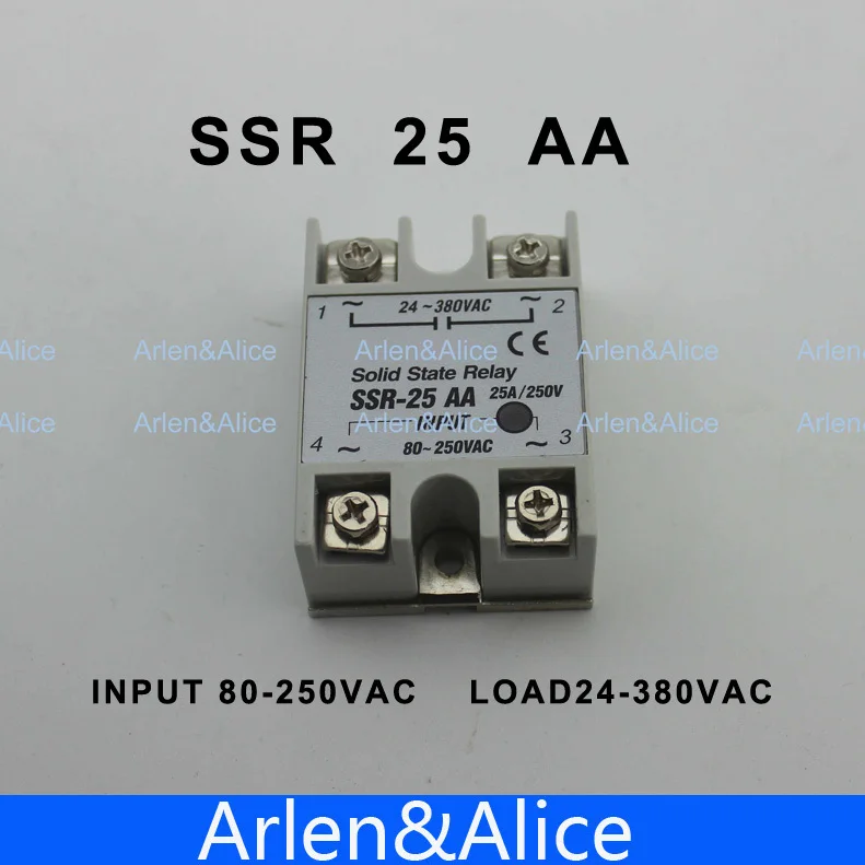 

25AA SSR input 80-250V AC load 24-380V AC single phase AC solid state relay