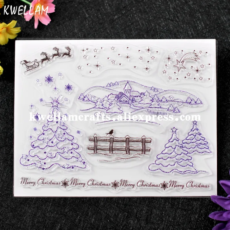 

Merry Christmas Star Tree Deer Scrapbook DIY photo cards rubber stamp clear stamp transparent stamp KW7072352