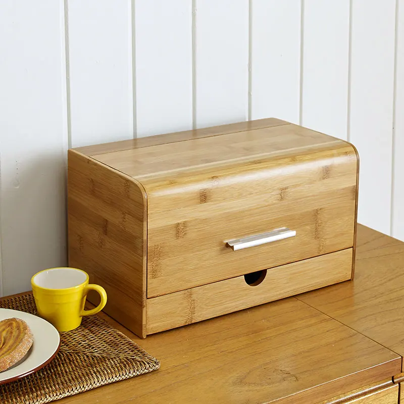 Dustproof Bread Box Bamboo Snacks Sundries Storage Boxs Solid Wood Dustproof Bread Box Bamboo Snacks Sundries Storage Boxs Solid Wood Creative With Drawer Kitchen Shelf In Bo Bins From Home Garden