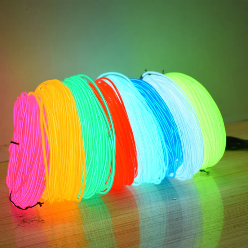  10 Colors EL Wire 50M 100M 200M 500M Flexible Neon Light 2.3MM DIY Glow Rope Tube Waterproof LED St - 32894470821