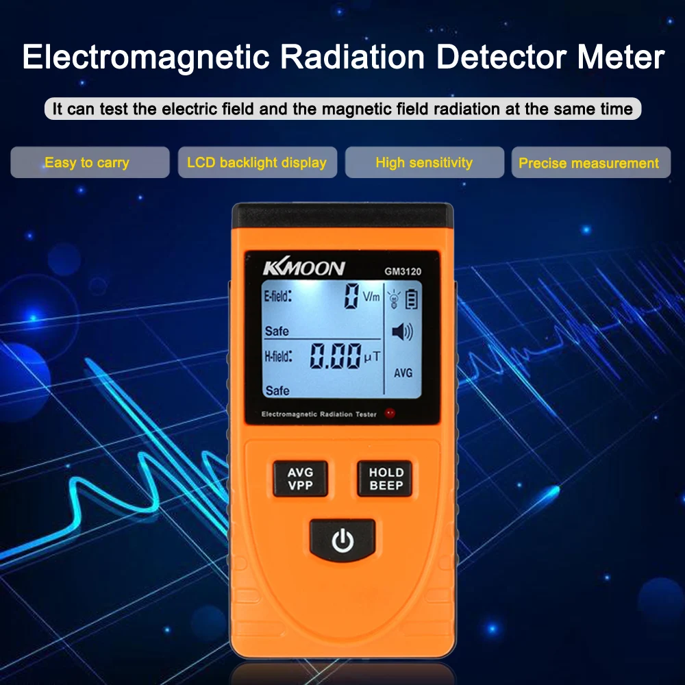 KKmoon цифровой ЖК-детектор электромагнитного излучения портативный EMF метр Дозиметр инструмент Гейгер Кантер для компьютера телефона