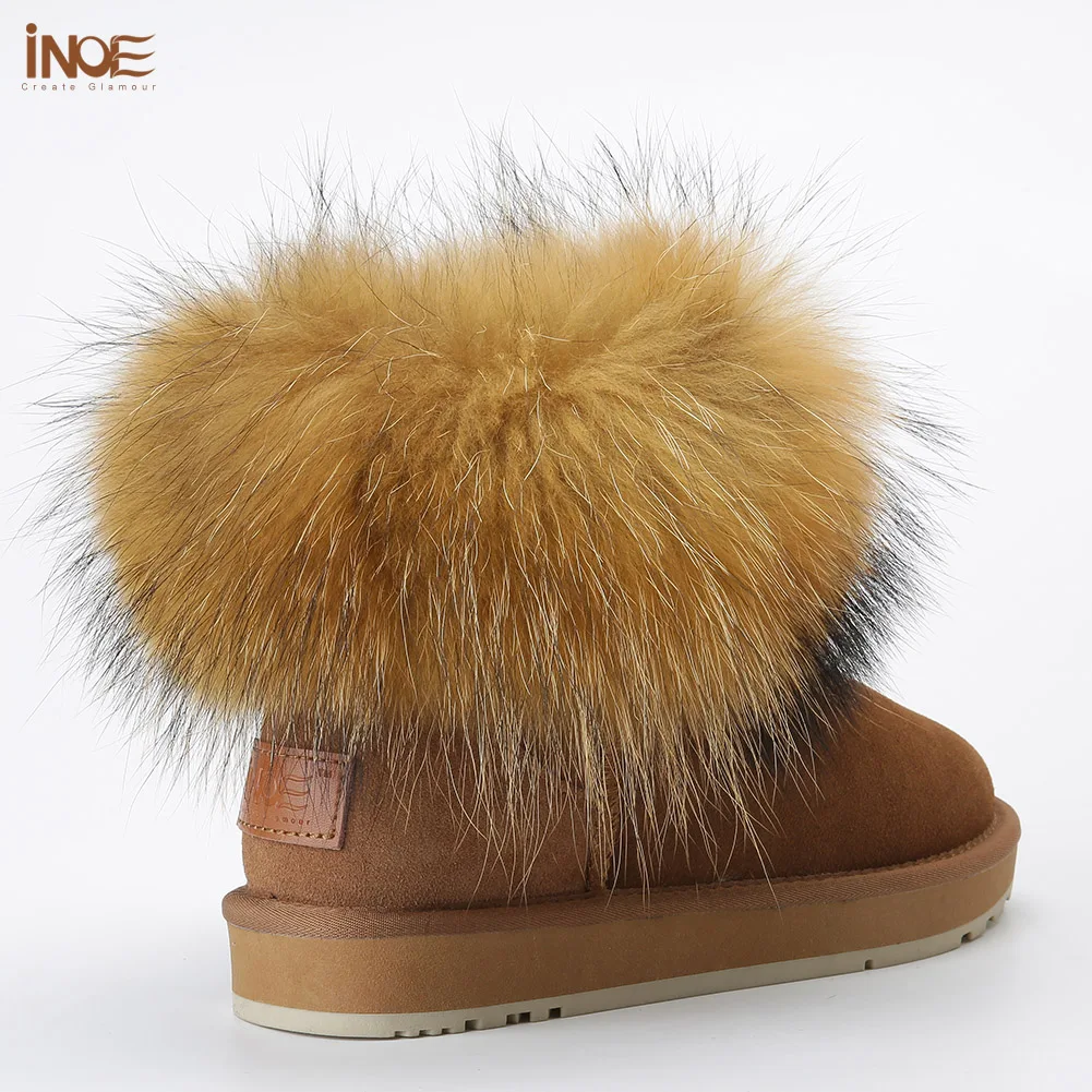 Женские зимние ботильоны из овечьей кожи с лисьим мехом|boots u2|boots leather for womenboots snow