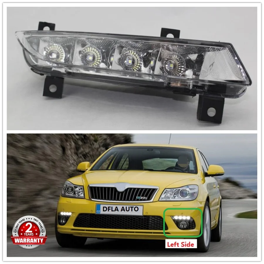 

Left Side Car LED Light For Skoda Octavia A5 A6 RS 2009 2010 2011 2012 2013 Car-styling LED DRL Daytime Running Light Waterproof