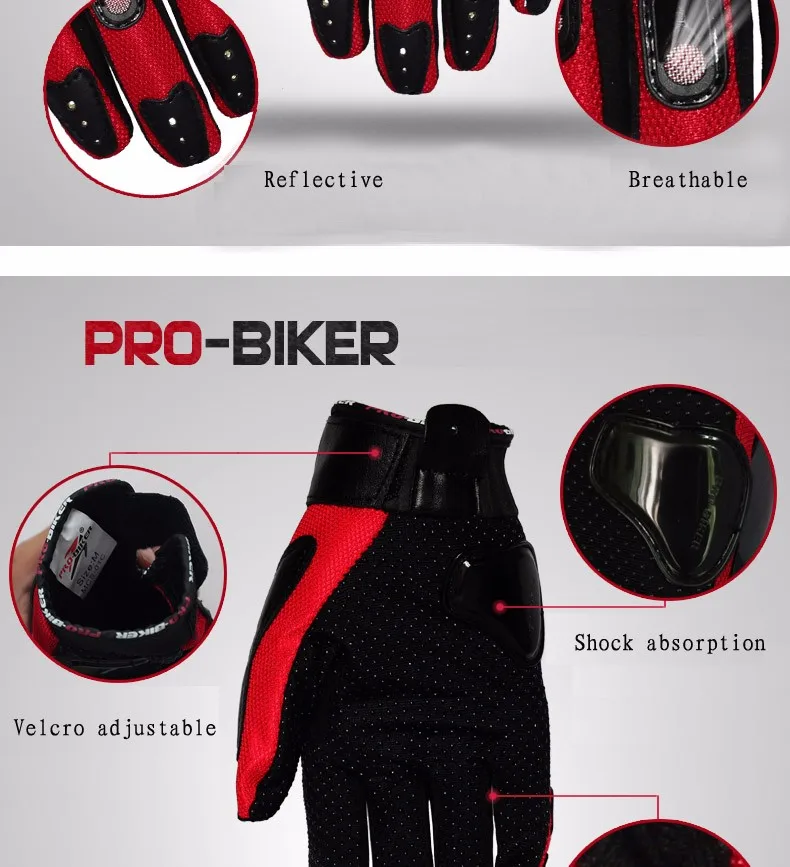 PRO-BIKER перчатки для мотокросса из углеродного волокна мотоциклетные перчатки для езды на мотоцикле полный палец перчатки для велоспорта ATV MTB