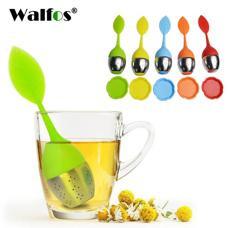 WALFOS, 1 шт., силиконовый чайный горшок, заварочный чайник в виде сладких листьев, лучший силиконовый и ситечко из нержавеющей стали