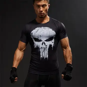 

Cycling jersey Gym Sport Short Sleeve T Shirt Men T-Shirt Male Crossfit Tee Captain America Superman tshirt Fitness Compression