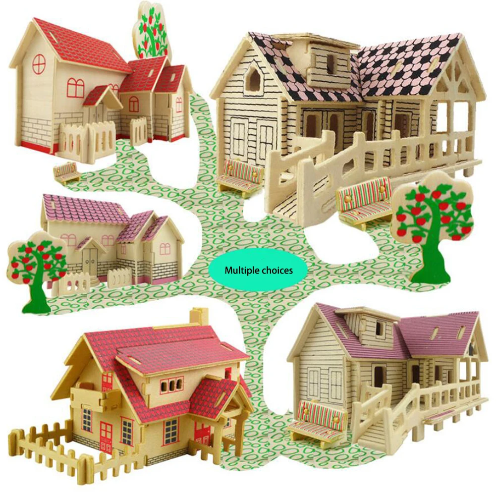 

Romantic House Wood Puzzles Education Toy Diy 3d Mode House Toys Model Building Wooden 3d Puzzle For Kids And Adults Small House