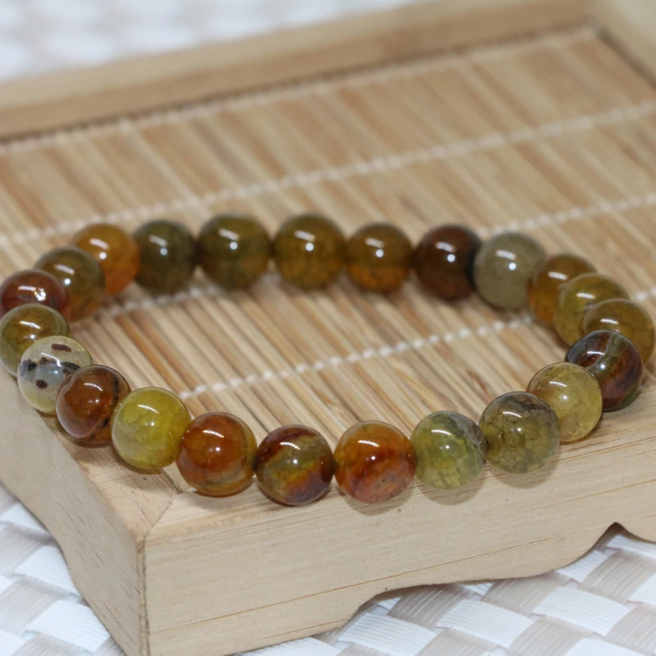 

Strand bracelets natural yellow popcorn natural onyx agat carnelian semi-precious stone 8mm round beads jewelry 7.5inch B2024