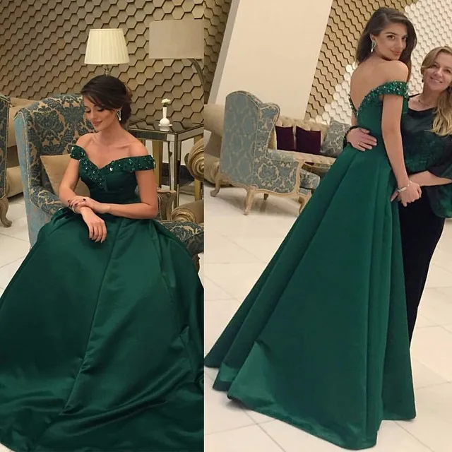 Dark Green Off Shoulder Dress