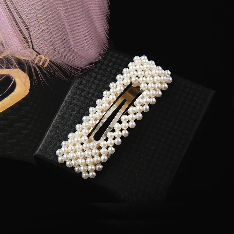 

1 Pcs Fashion Rectangle Pearl Hair Clip for Women Elegant Korean Design Snap Barrette Stick Hairpin Hair Styling Accessories #04