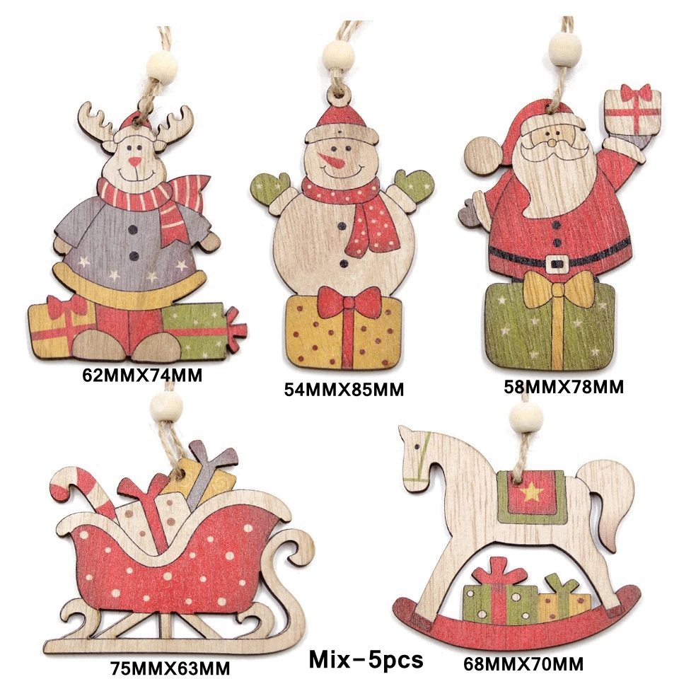 Хит! Набор микс рождественские деревянные подвески, украшения, креативный деревянный орнамент с рождественской елкой, украшения для рождественской вечеринки, детские подарки - Цвет: V-Mix 1298