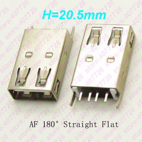 200 шт USB 2,0 jack AF Тип USB коннектор розетка разъем прямые ноги 180 Степень погружения обернутый/плоский рот(H = 19,5/20,5 мм