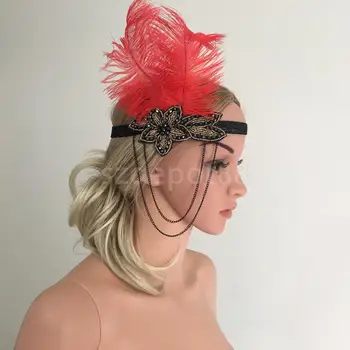 

Taseel 1920s Gatsy Peacock Headpiece Feather Hair Accessory Fancy Dress