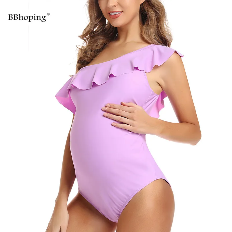 Слитный купальник для беременных, купальник с оборками на одно плечо, асимметричный купальник с оборками, монокини, купальные костюмы