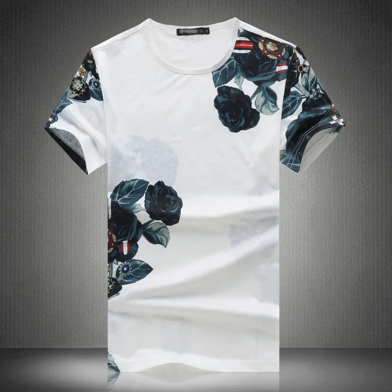 Both Side Print SILK T Shirt Men Summer Casual Fashion Brand Street Clothing Men Tees Top Tshirt - Цвет: 19552 W ASIAN SIZE