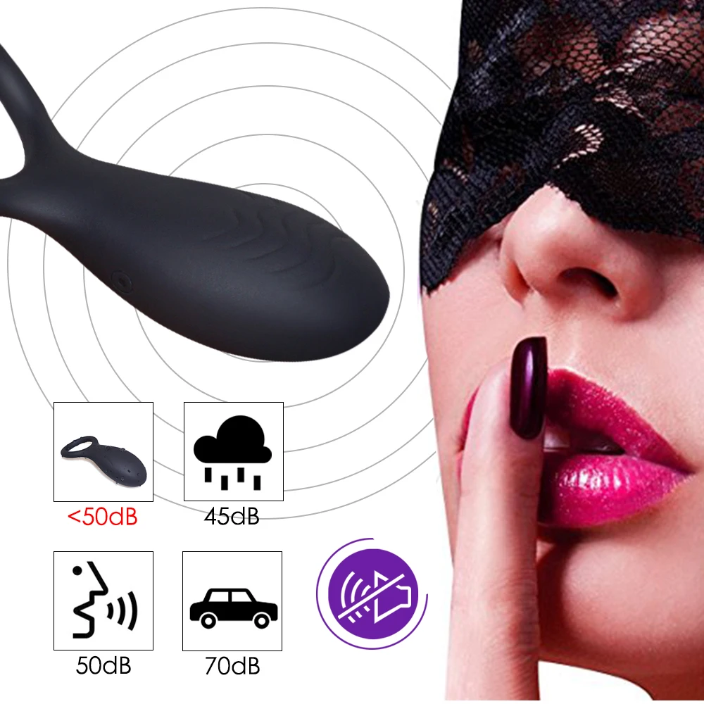 _05Silicone USB Charging 10 speeds Male Vibrating Lock Cock Ring Delay Lasting Penis Ring Vibrator Adult Sex Toys for Men & Couple
