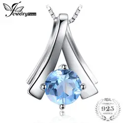 Jewelrypalace модные 1ct круглый природный Голубой топаз Ожерелья и Подвески 925 стерлингового серебра цепи Красивые ювелирные изделия подарок для