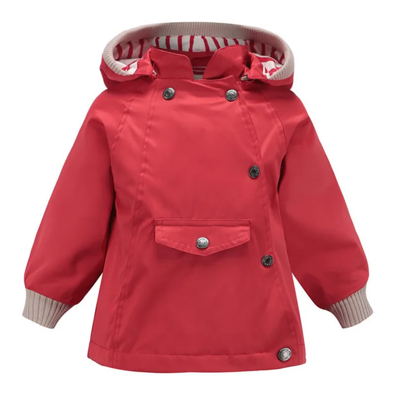Весенняя детская непромокаемая и ветрозащитная верхняя одежда и пальто, верхняя одежда с капюшоном для мальчиков, отстегивающиеся пальто, Повседневные Удобные куртки для девочек - Цвет: Red