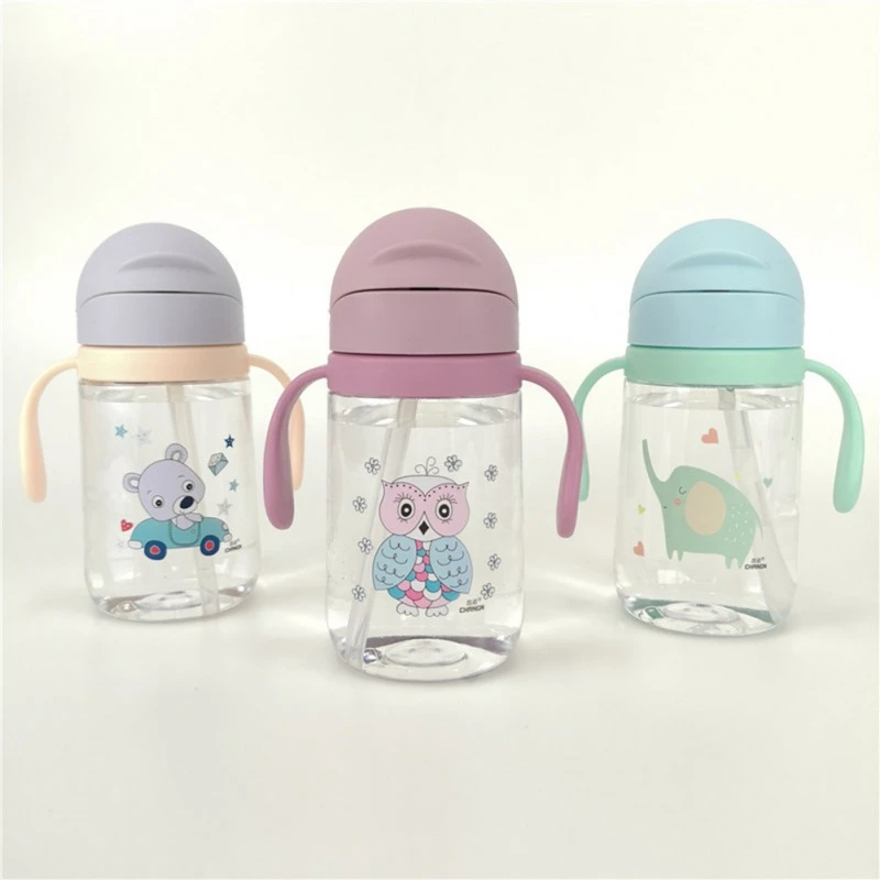 400ML Kids Baby Water Bottle Free Children's Cup Baby Portable Feeding Bottle With Straw Handles Leak Proof Durable Water Cup 2