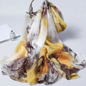 

100% Real Silk Scarf Women 2020 Luxury Silk Shawls and Wraps for Ladies Natural Silk Large Long Pure Silk Scarves foulard femmme